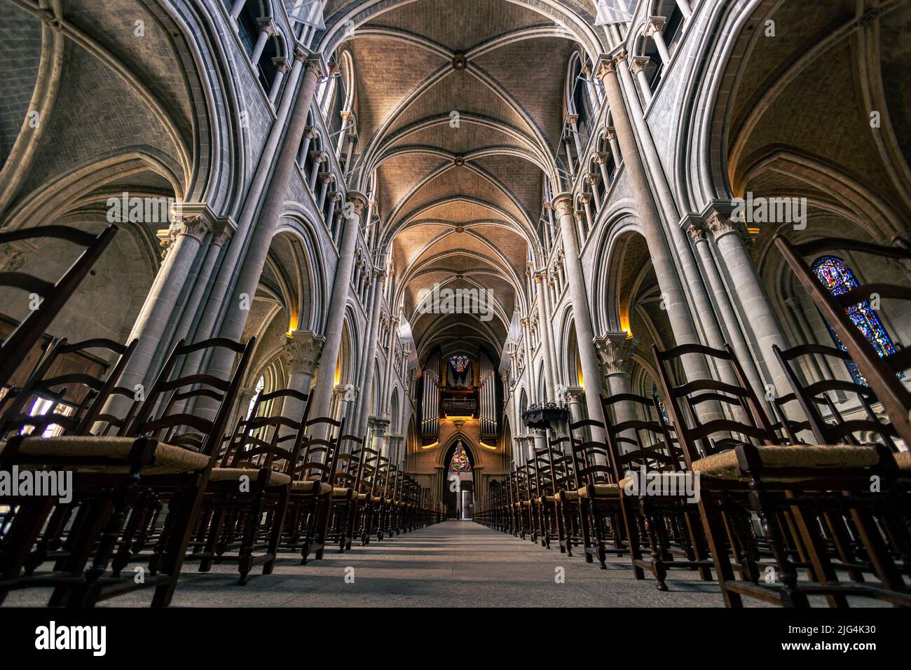 Interior of Lausanne Cathedral Stock Photo