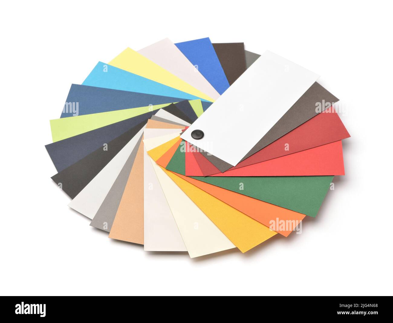 Fan of cardstock paper samples isolated on white Stock Photo