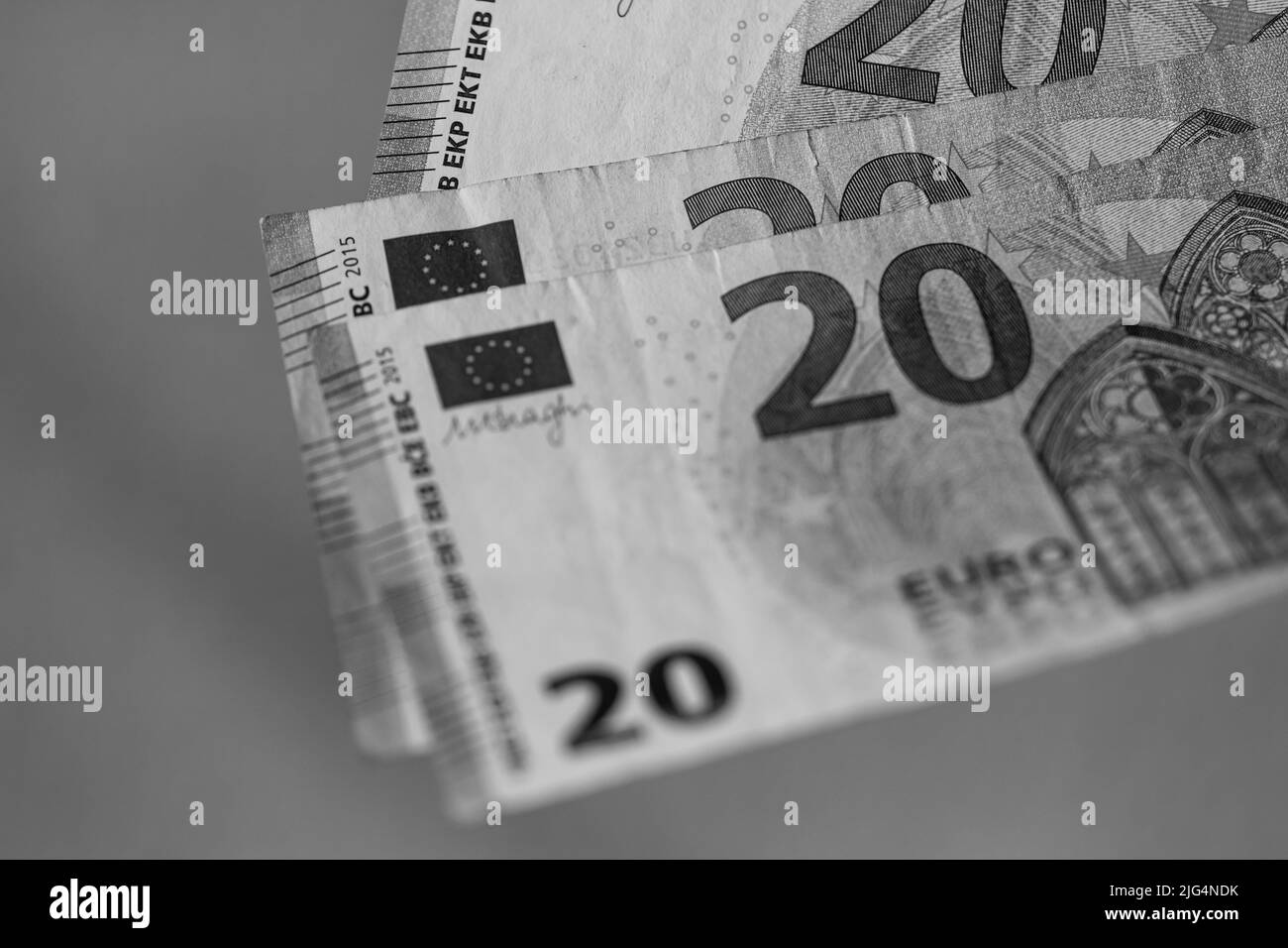 Money EURO banknotes. Inflation and economy concept in Europe Stock Photo