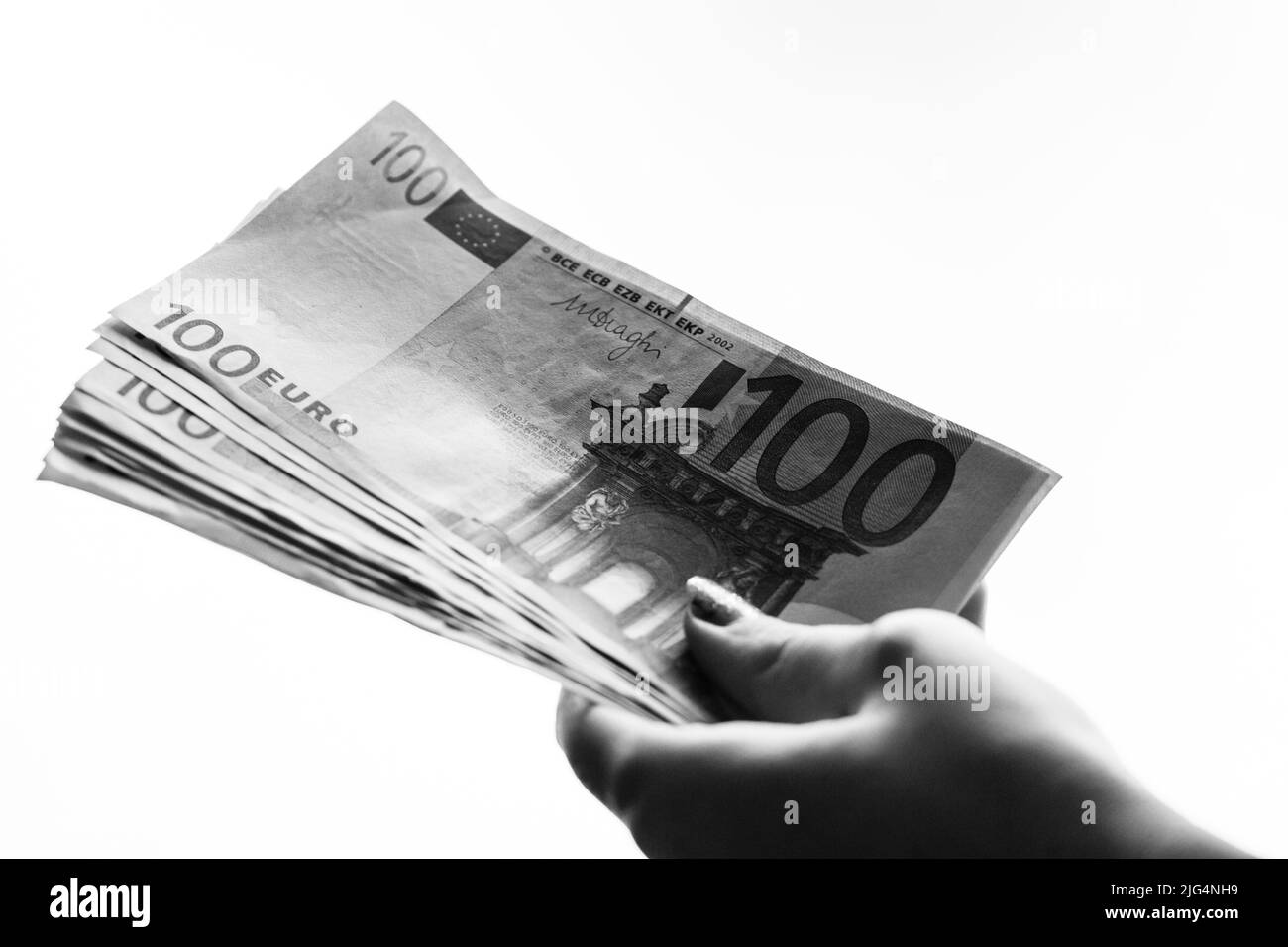 Money EURO banknotes. Inflation and economy concept in Europe Stock Photo