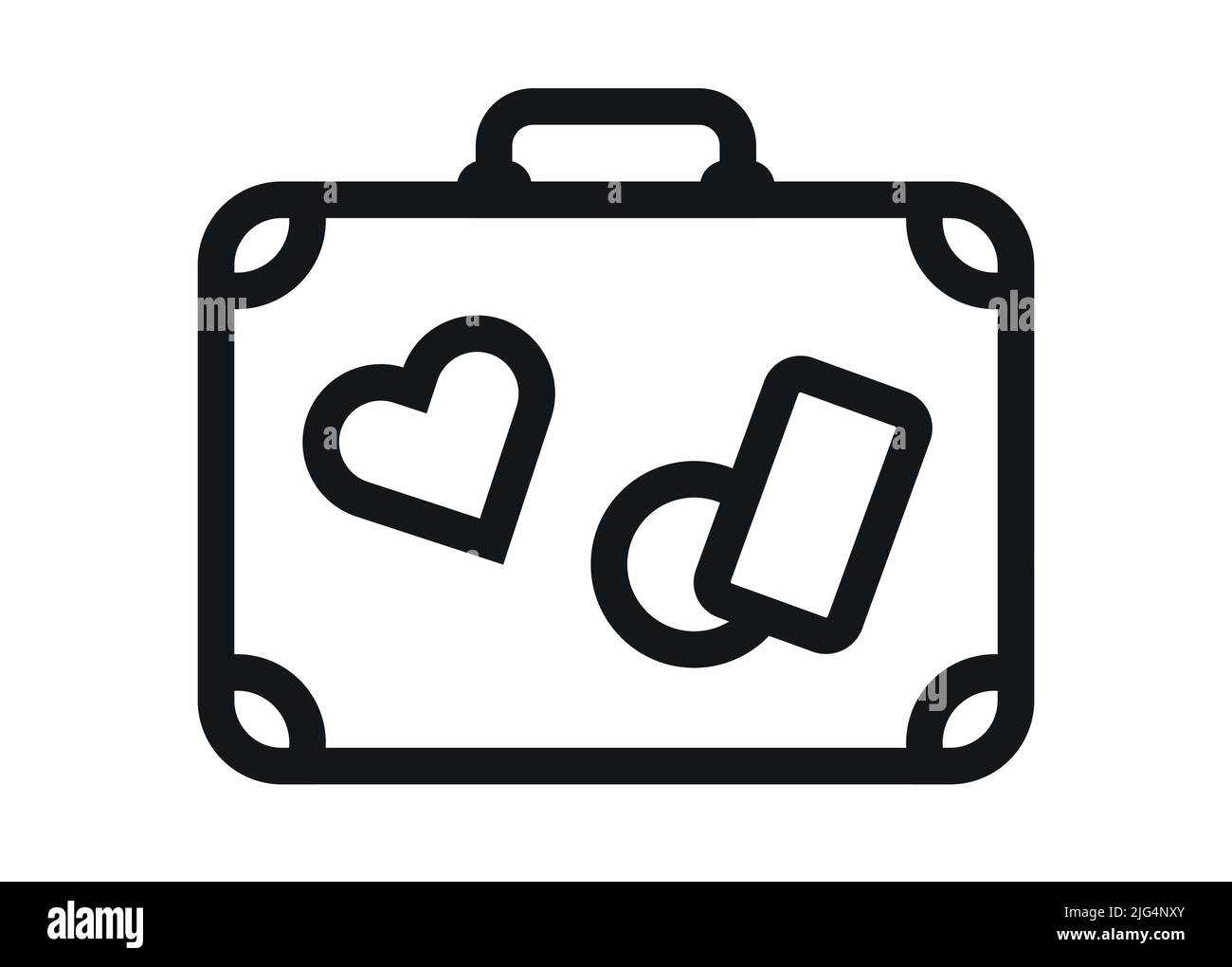 Portmanteau or suitcase with personal tags symbol baggage vector illustration icon Stock Vector