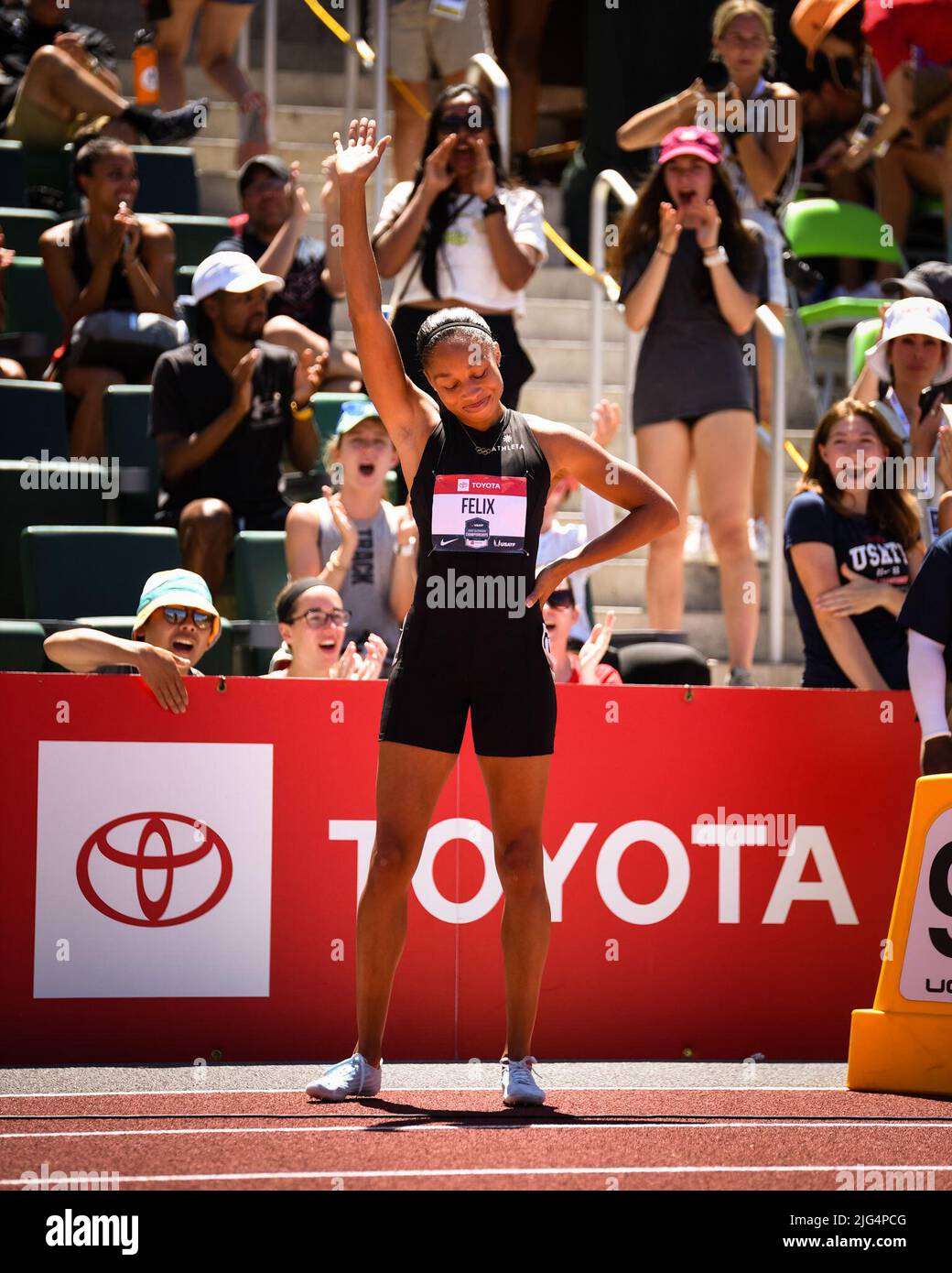 Allyson Felix Waves To The Crowd Following Her Introduction In The ...