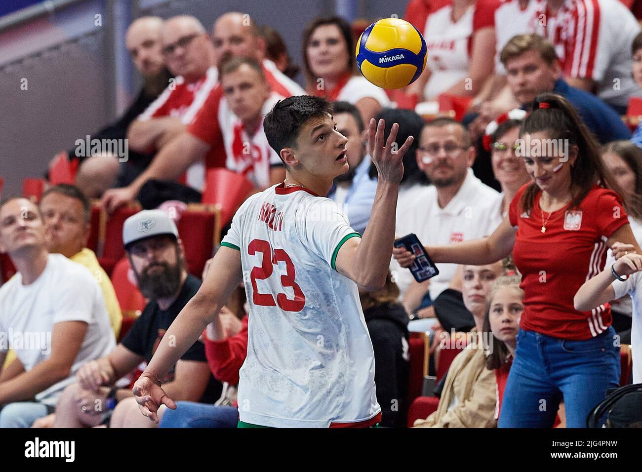 Gdansk, Poland, 07 July 2022. Aleksander Nikolov of Bulgaria during the 2022 men's FIVB Volleyball Nations League match between Bulgaria and Slovenia in Gdansk, Poland, 07 July 2022. Stock Photo