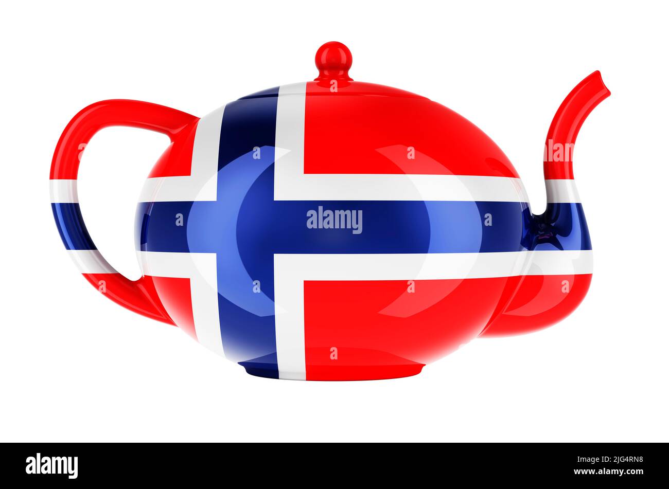 Teapot with Norwegian flag, 3D rendering isolated on white background Stock Photo