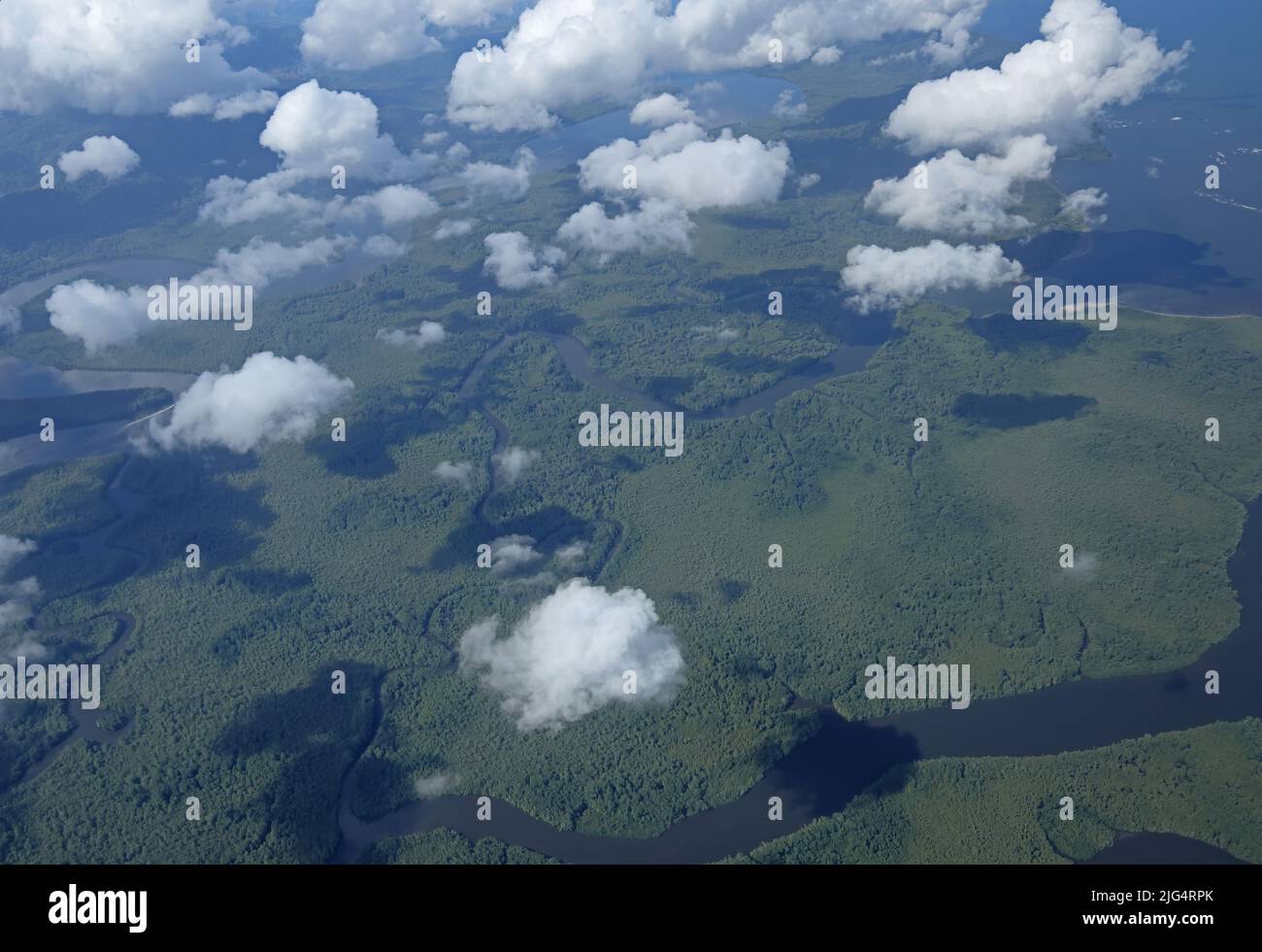 aerial photo of clouds over the rainforest Costa Rica,               March Stock Photo