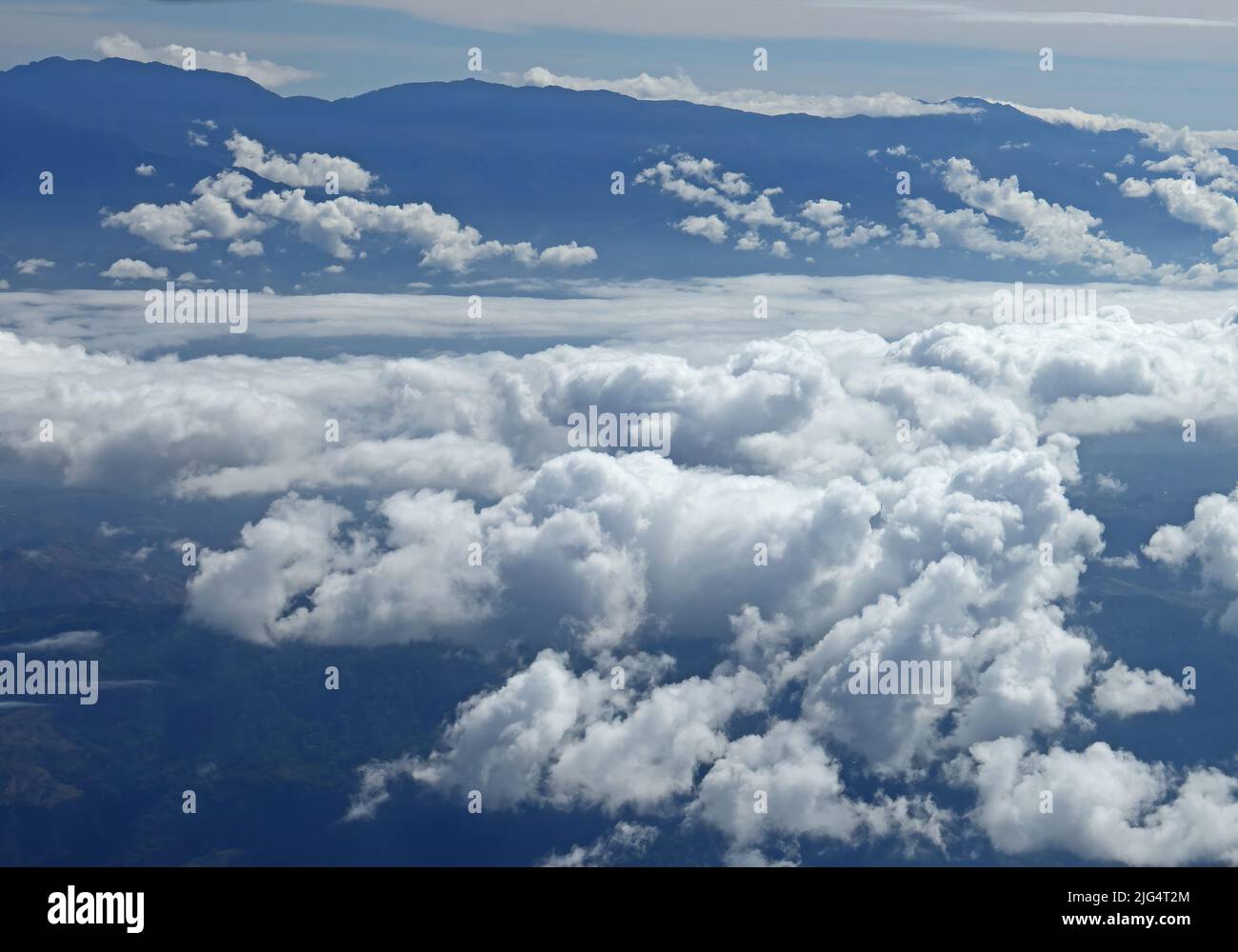 aerial photo of clouds and mountains Costa Rica,               March Stock Photo