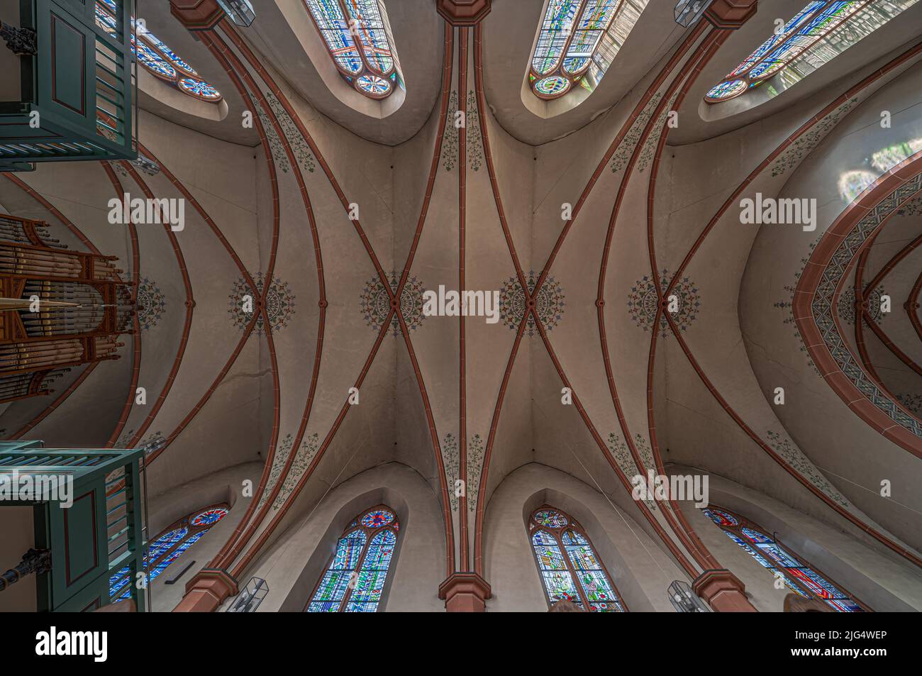 Kordel, Rhineland-Palatinate -  Germany - 07 26 2020: Interior design of the ceiling of the catholic church of the village Stock Photo