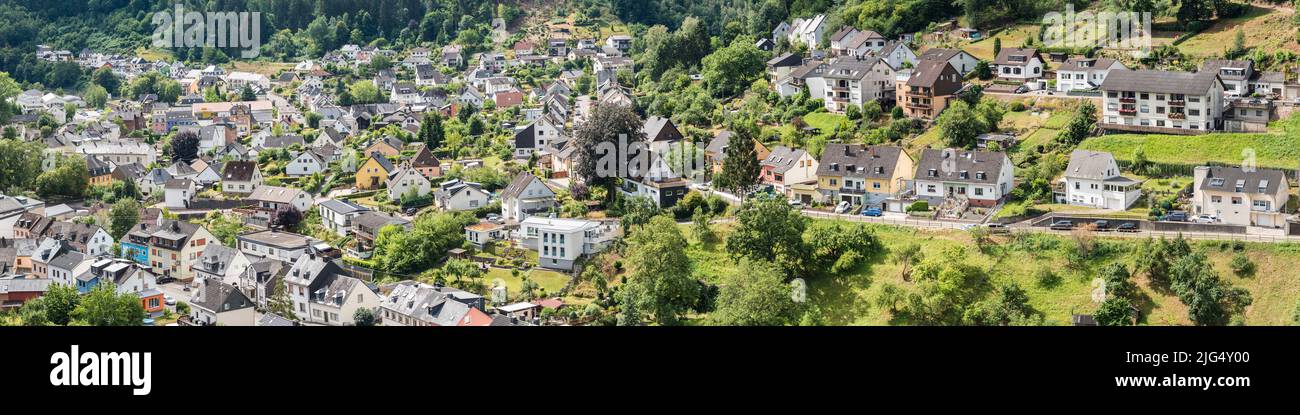 Kordel, Rhineland-Palatinate - Germany - 07 27 2020 Panoramic view over the village Stock Photo