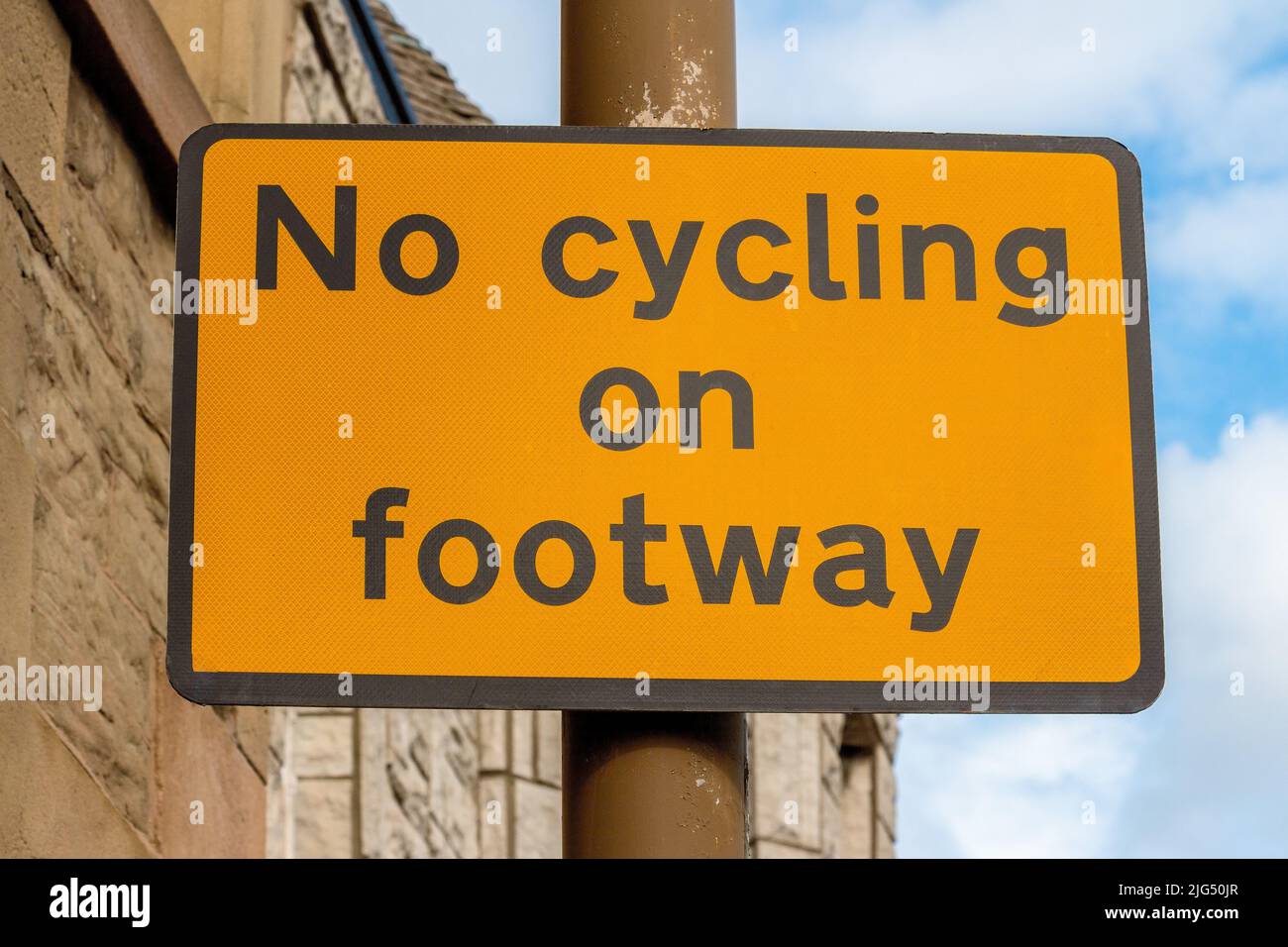 Information on No Cycling on footway in Joppa, Edinburgh, Scotland Stock Photo