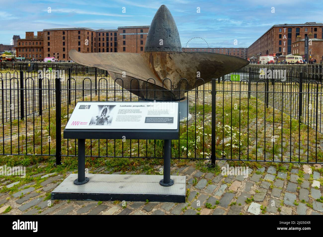 RMS Lusitania propeller on display in Liverpool Stock Photo