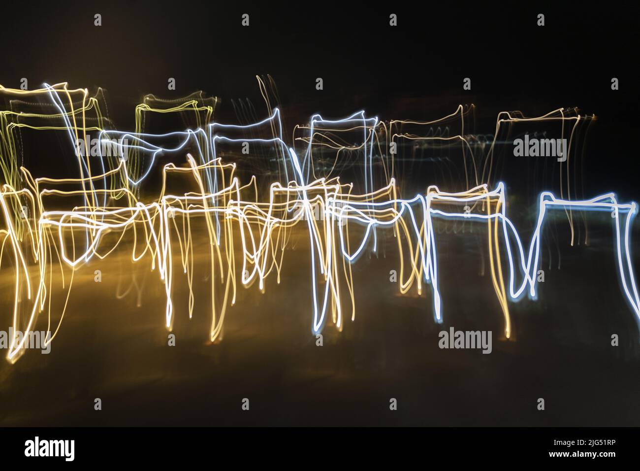 abstract light background, long exposure shaking lines Stock Photo