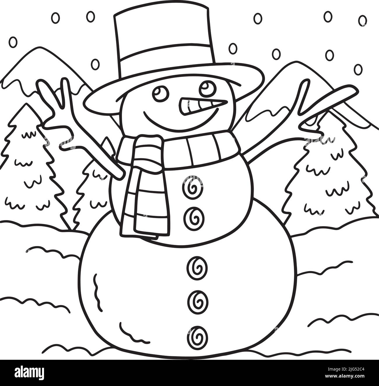 Snowman Coloring Page for Kids Stock Vector Image & Art Alamy