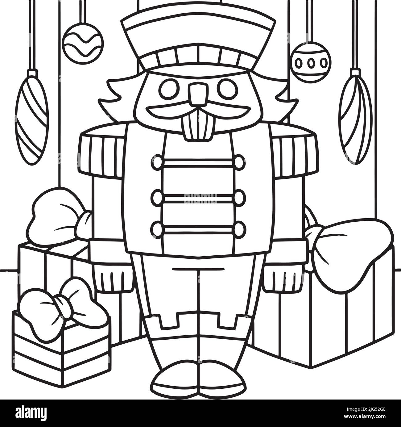 Nutcracker Coloring Page for Kids Stock Vector