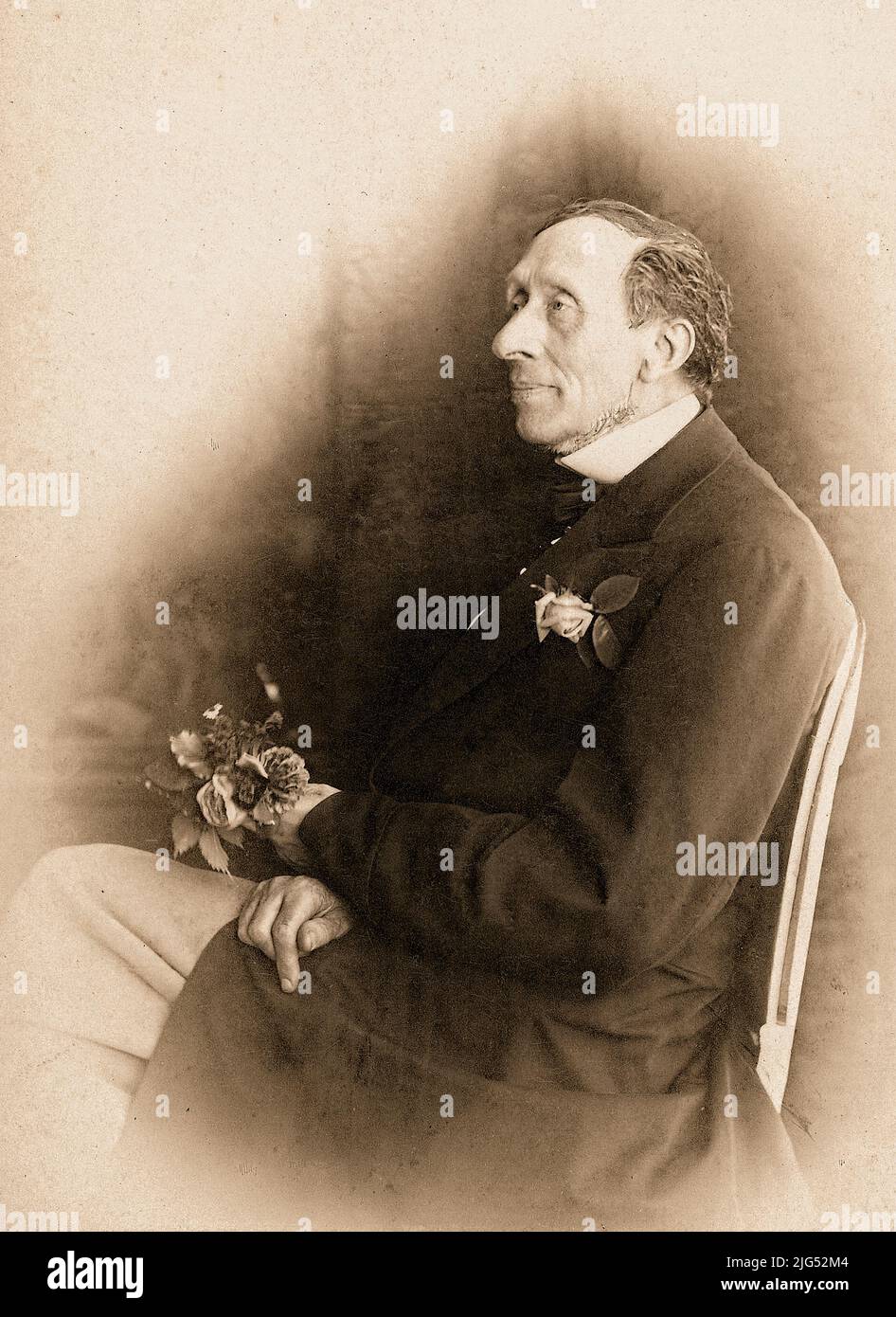 Hans Christian Andersen Writer of tales - portrait by Georg E..Hansen, 1870 Stock Photo