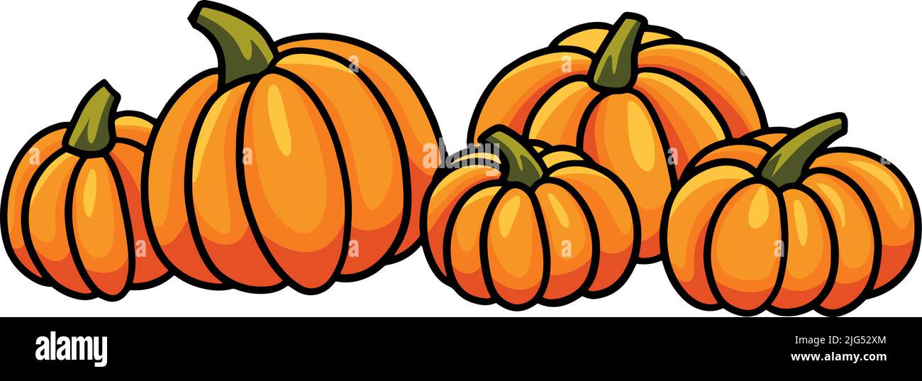 Thanksgiving Pumpkins Cartoon Colored Clipart  Stock Vector