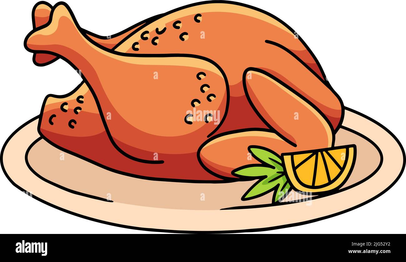 Thanksgiving Dinner Turkey Meal Cartoon Clipart  Stock Vector