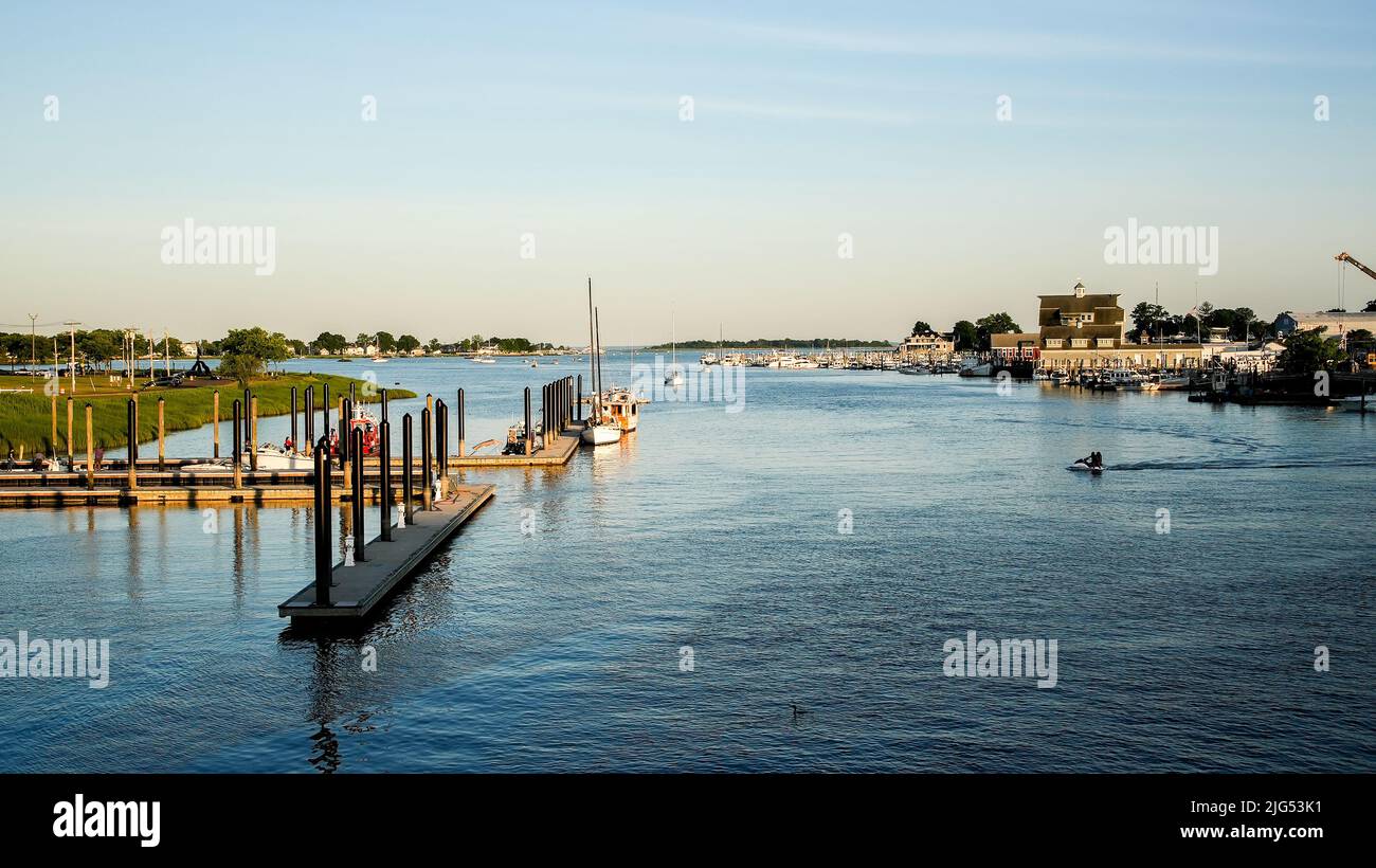 NORWALK, CT, USA - JULY 04, 2022: View from bridge near Norwalk ...