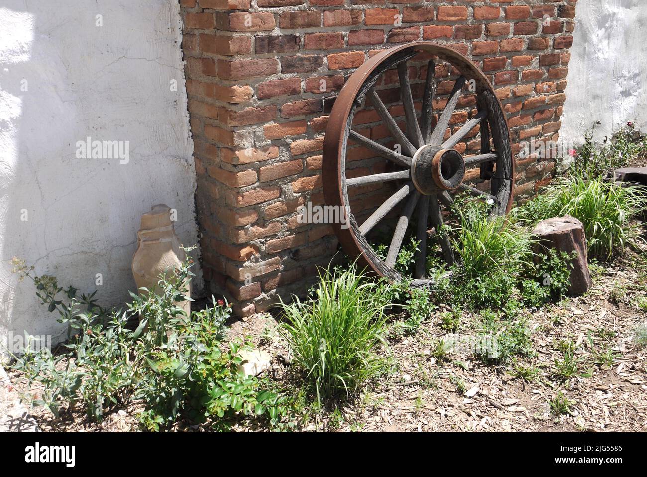 Old Wagon Wheel Stock Photo