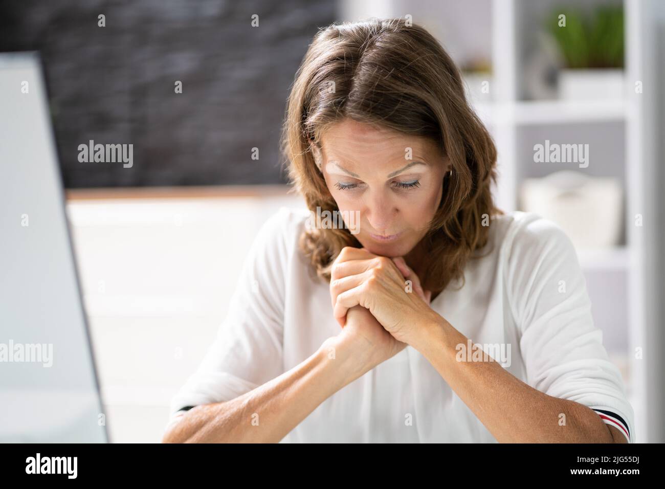Praying Religious Woman. Christian Prayer Seeking God Stock Photo