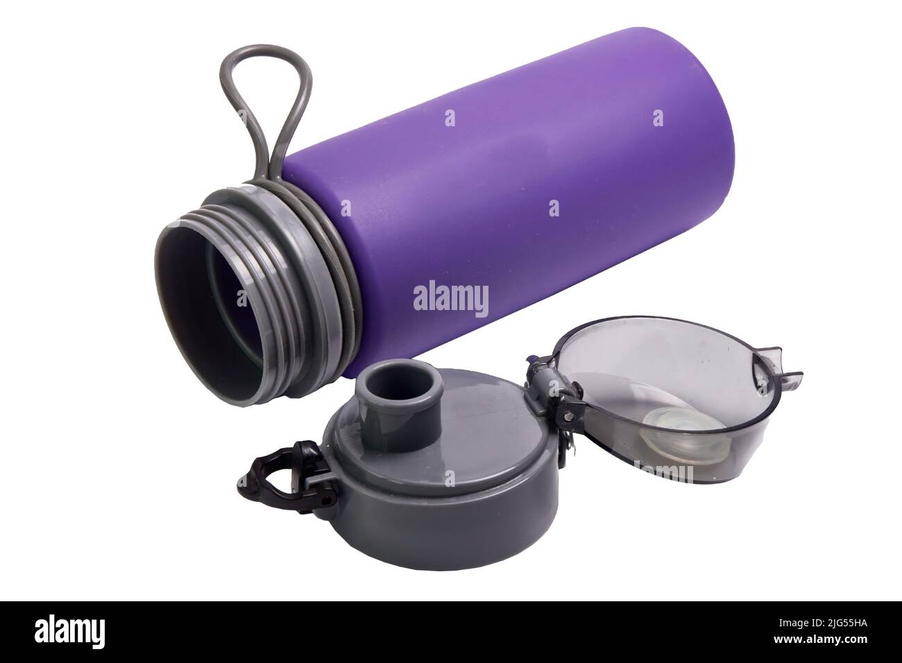 Silicone water bottle with wide neck and airtight lid, for sports in