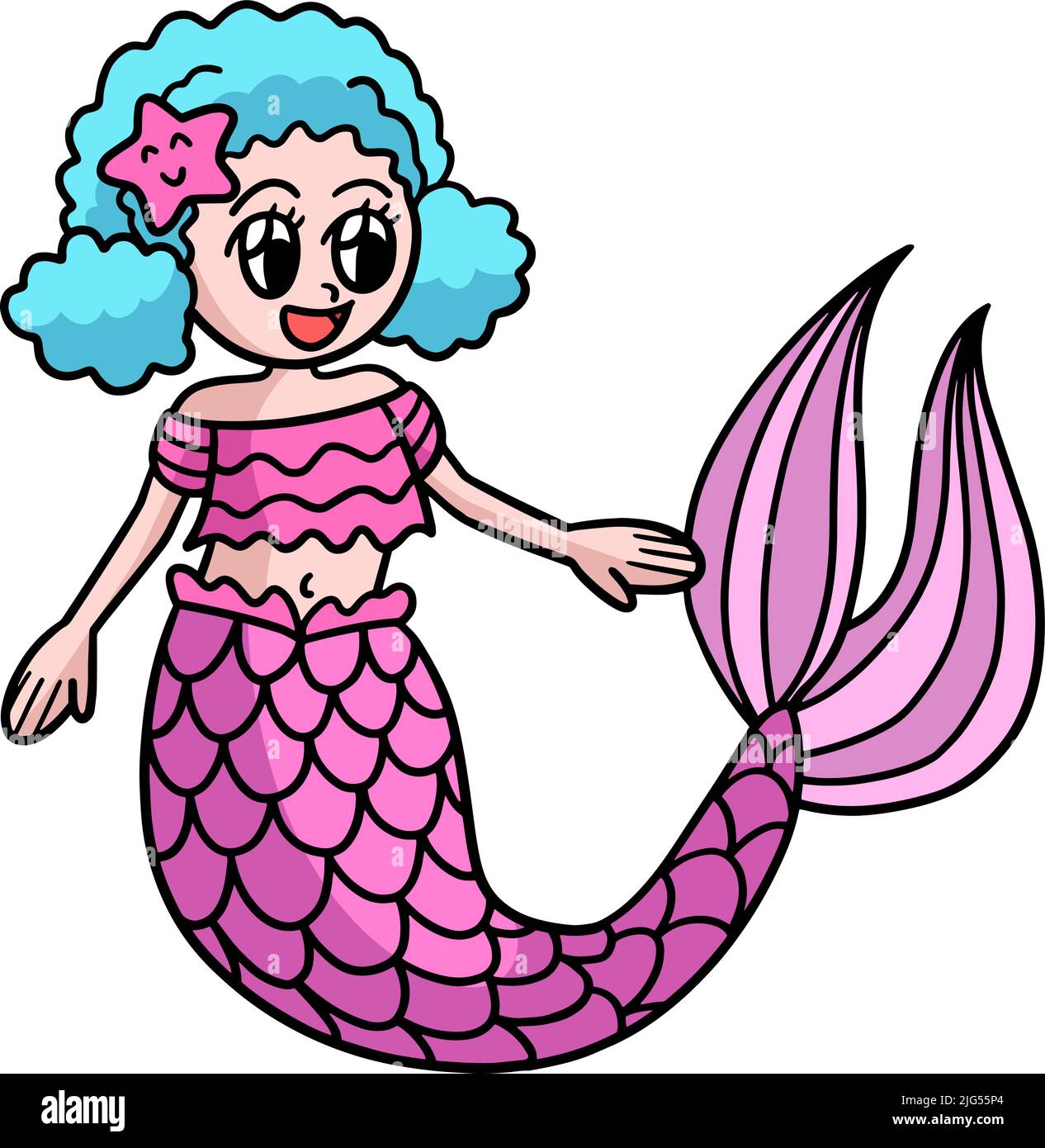 Afro American Mermaid Cartoon Colored Clipart Stock Vector Image & Art ...