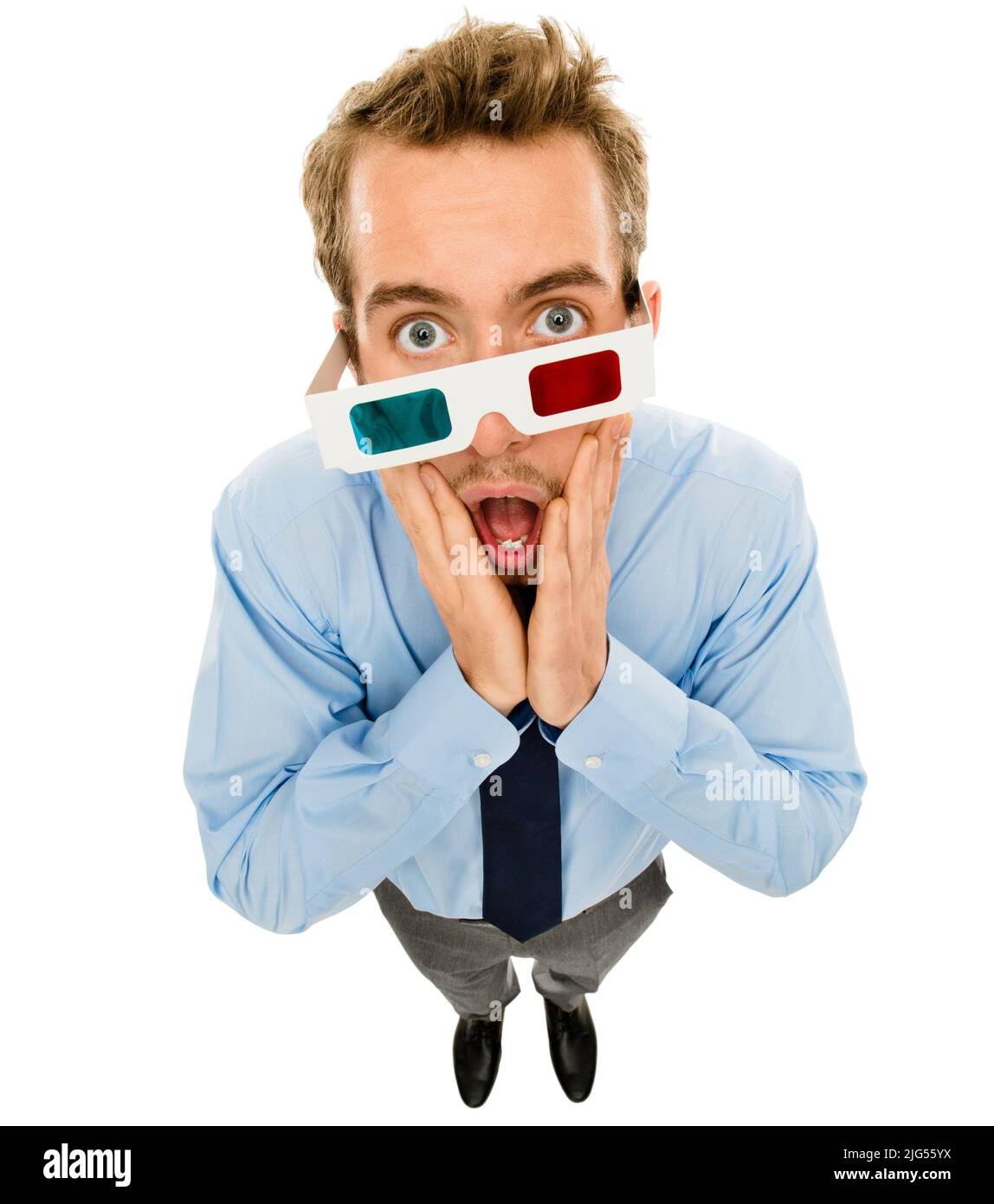 I cant believe my eyes. Shot of a young businessman wearing 3D glasses