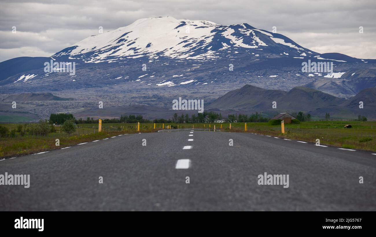 The infamous Mt Hekla volcano, South Iceland. Stock Photo