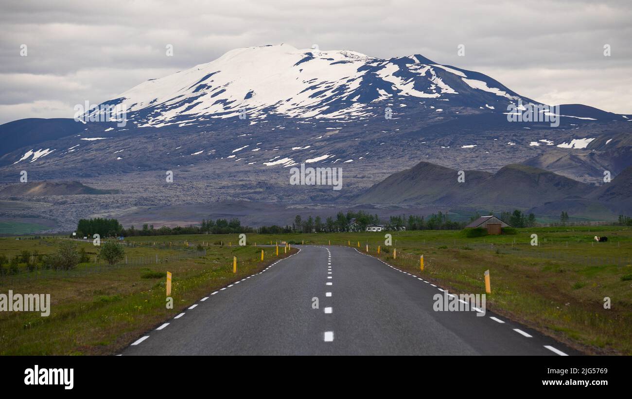 The infamous Mt Hekla volcano, South Iceland. Stock Photo