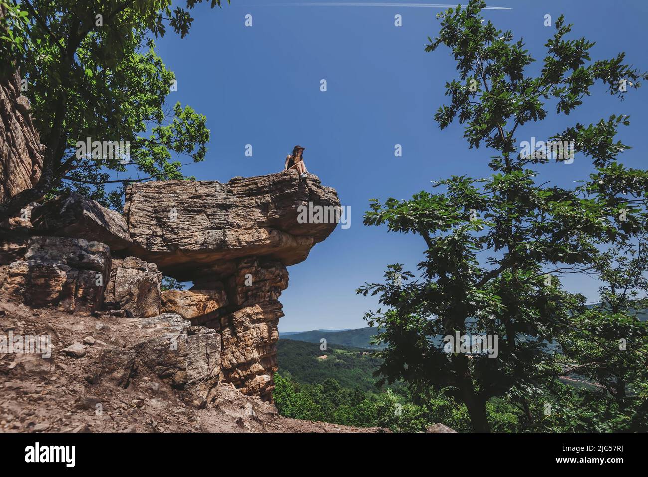 Girl Enjoying Natural Attraction in Serbia Stock Photo