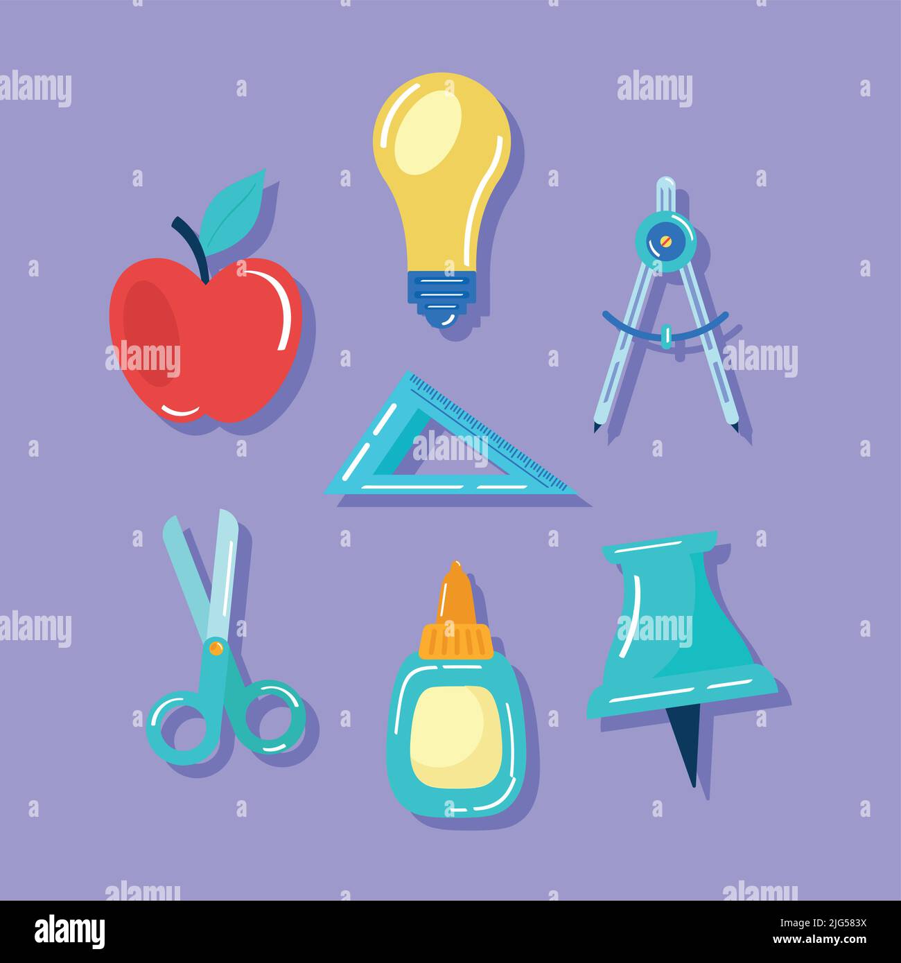seven school supplies icons Stock Vector Image & Art - Alamy