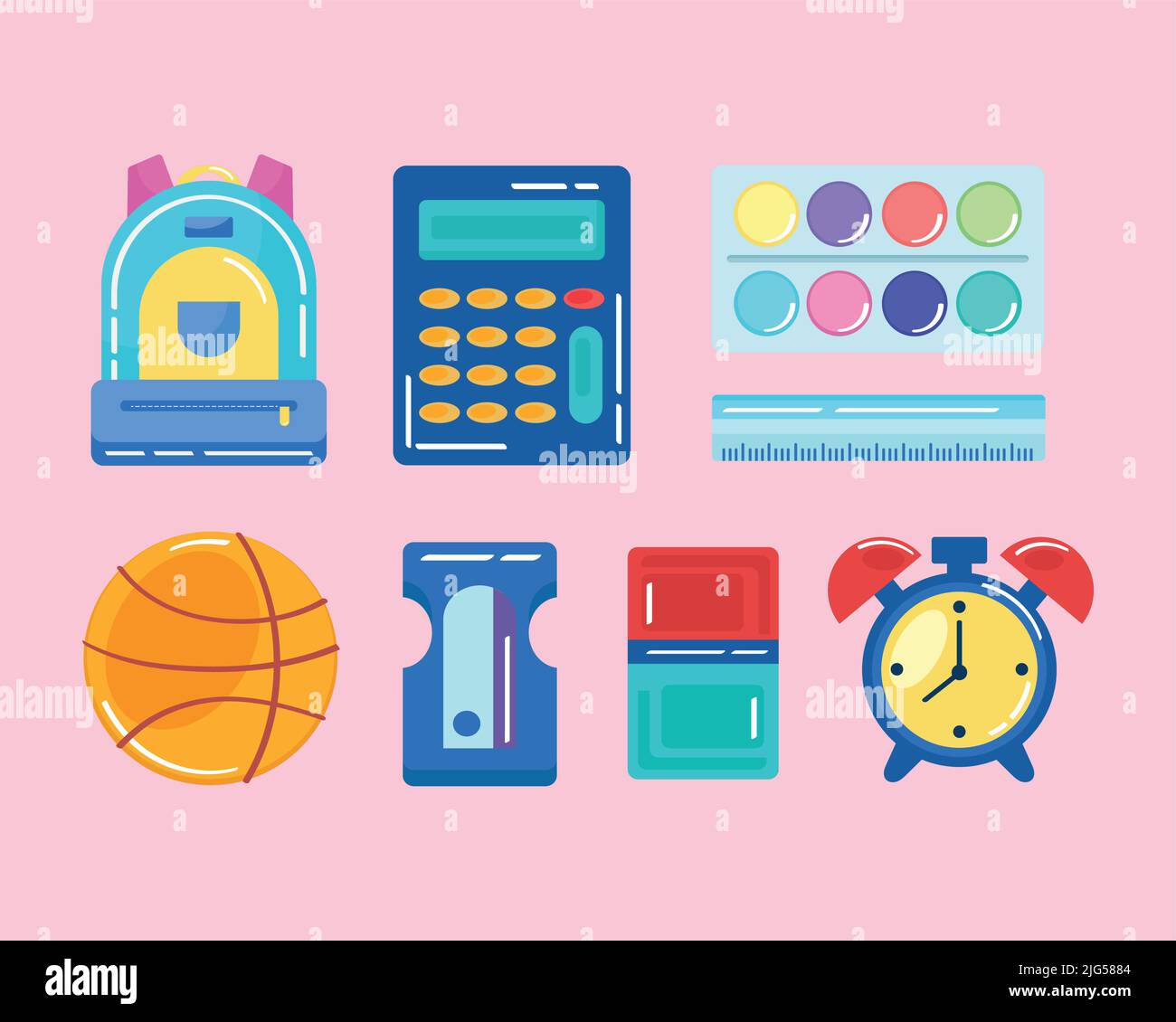 eight school supplies icons Stock Vector Image & Art - Alamy