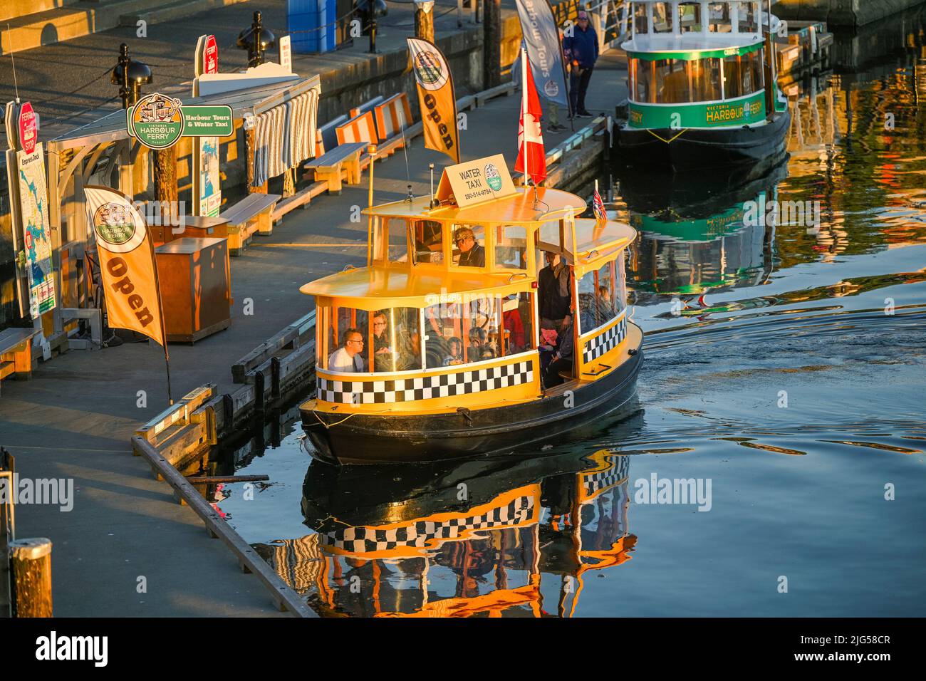 Water taxi, passenger ferry, Inner Harbour, Victoria, British Columbia, Canada Stock Photo