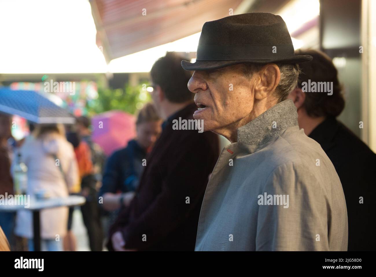 Munich, Germany, July 7, 2022, Director Klaus Lemke seen before the screening of his Film CHAMPAGNER FÜR DIE AUGEN - GIFT FÜR DEN REST at City Cinema during  39. Filmfest München. He died at the age of 81 years on July 7, 2022 in Munich Stock Photo