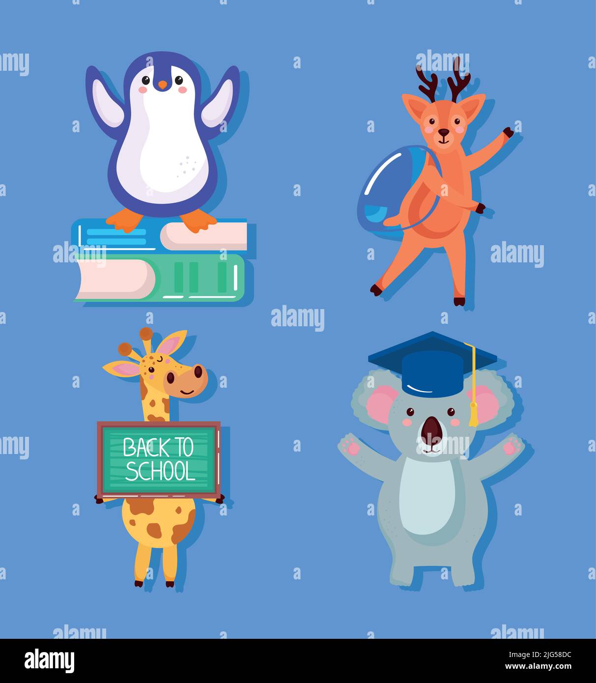 four back to school icons Stock Vector