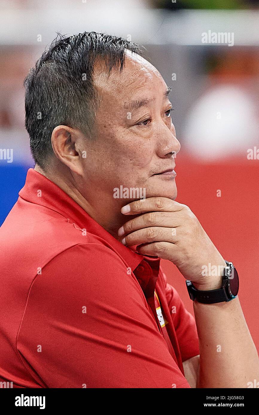 Sheng Wu head coach of China, during the 2022 mens FIVB Volleyball Nations League match between Poland and China in Gdansk, Poland