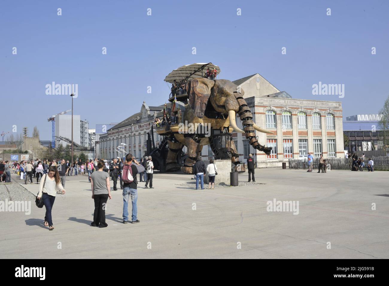 mechanical elephant in Nantes, France Stock Photo