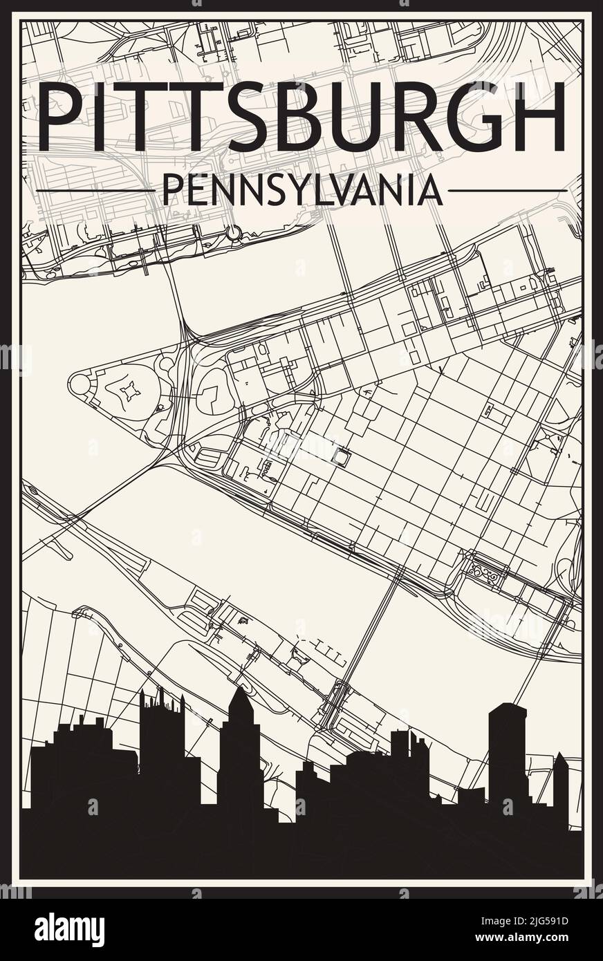 Pittsburgh pennsylvania usa hand drawn lettering Vector Image