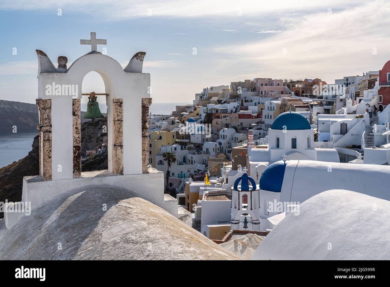 Beautiful view of Oia village from one of the most scenic viewpoint, Santorini, Greece Stock Photo