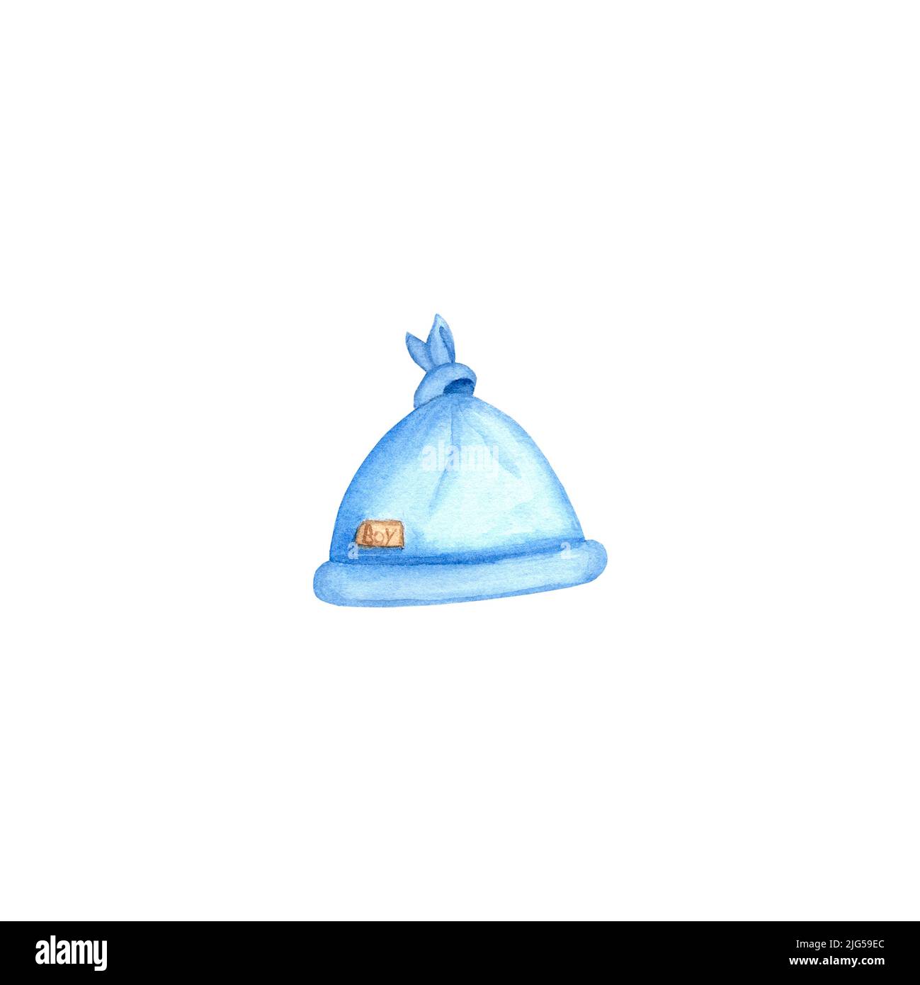 Baby boy blue hat. Art watercolor illustration isolated on white