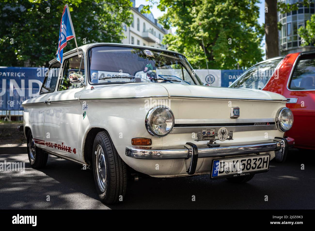 BERLIN - JUNE 18, 2022: Two-door sedan NSU Prinz 4L, 1972. Classic Days Berlin. Stock Photo