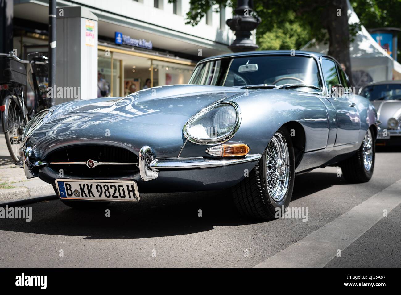 BERLIN - JUNE 18, 2022: Sports car Jaguar E-Type. Classic Days Berlin. Stock Photo
