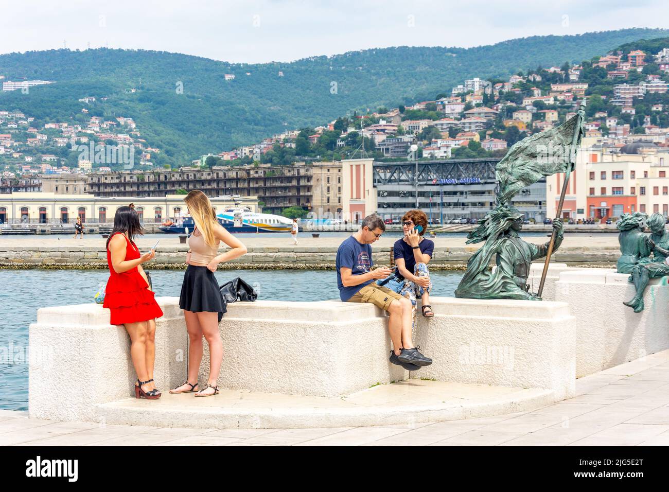 La Ragazze di Trieste sculptures on seafront promenade, Trieste, Friuli Venezia Giulia Region, Italy Stock Photo