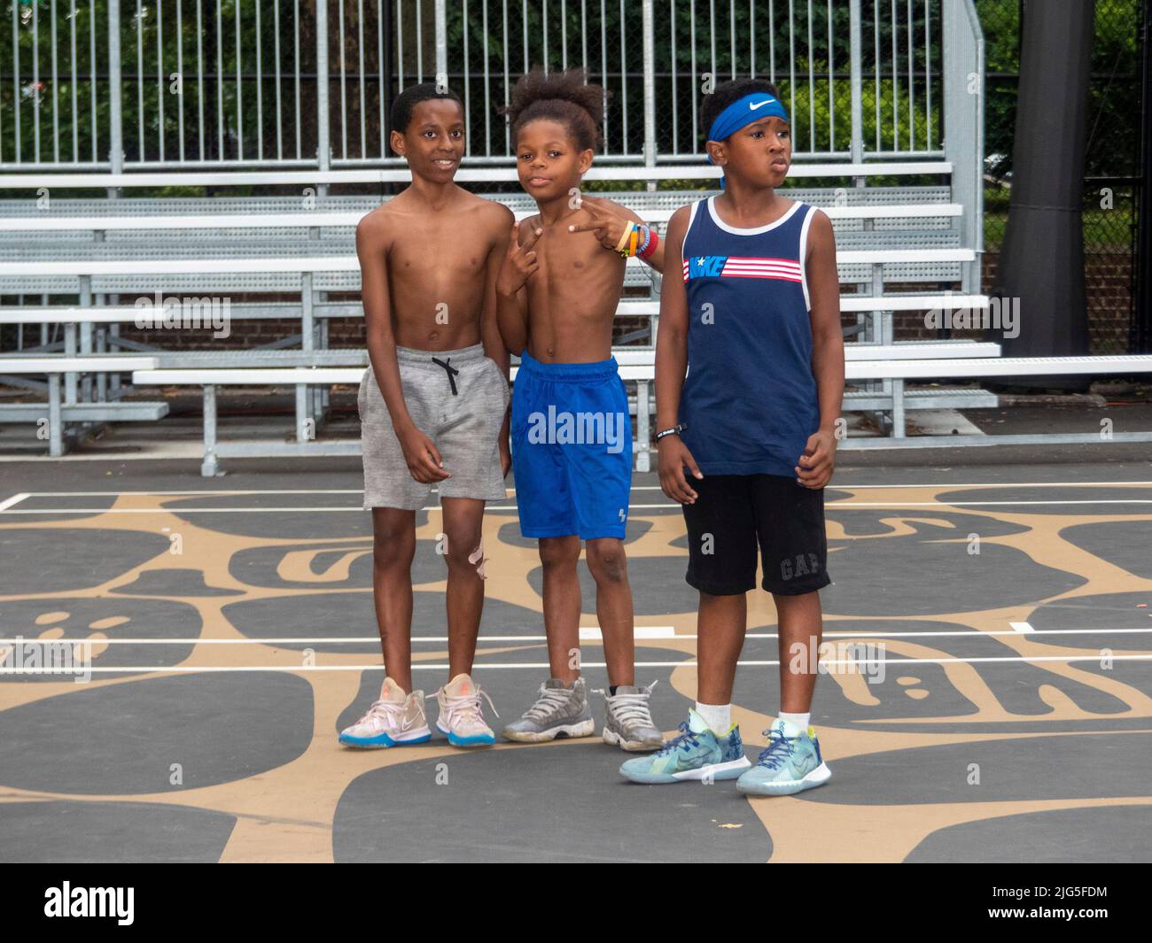 New York, NY, USA. 5th July, 2022. Holcombe Rucker Park basketball court, Harlem NYC, Frederick Douglass Boulevard, July 5, 2022. (Credit Image: © John Marshall Mantel/ZUMA Press Wire) Stock Photo