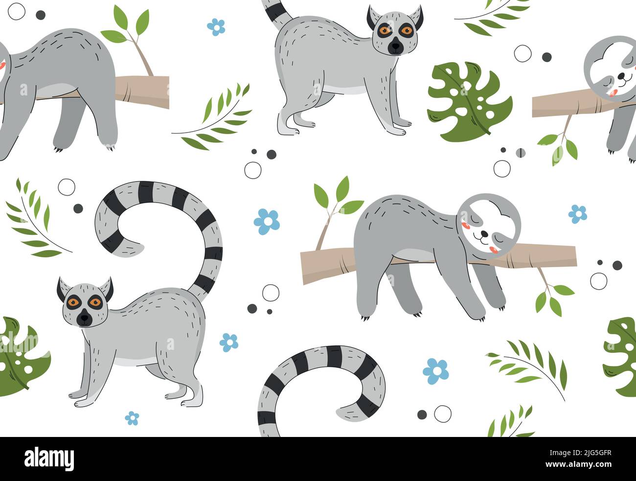 Seamless pattern with jungle animals Stock Vector Image & Art - Alamy