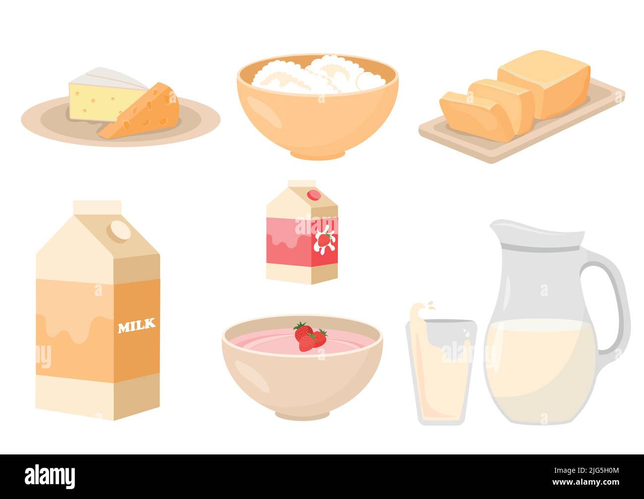 Dairy products set Stock Vector Image & Art - Alamy