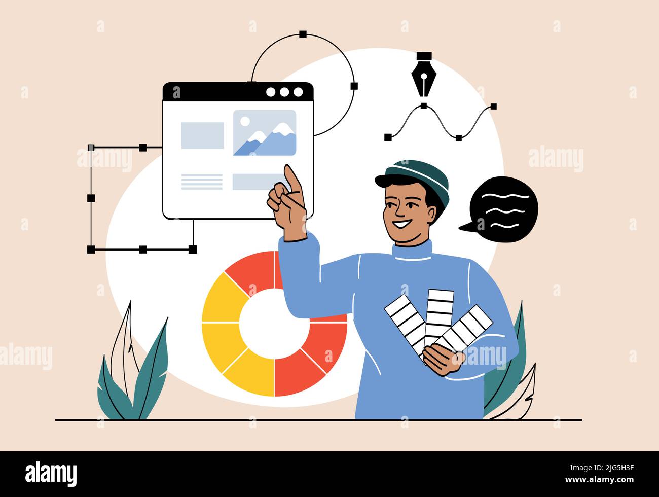 Designer developing new project Stock Vector