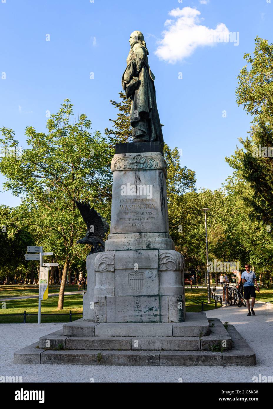 The statue of George Washington in Budapest City Park Stock Photo