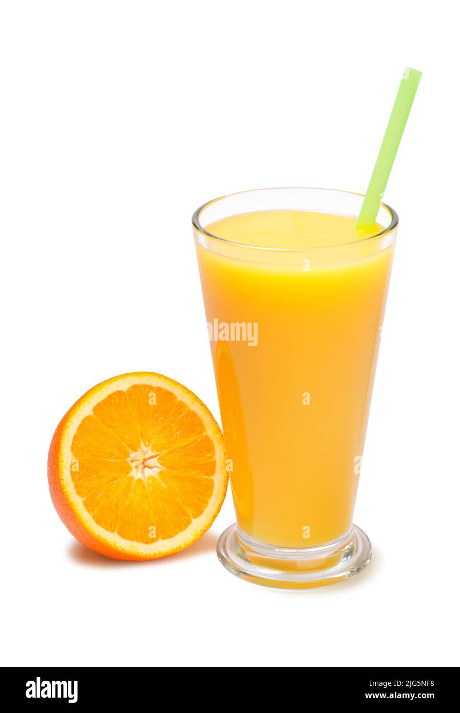 glass of freshly pressed orange juice isolated Stock Photo Alamy