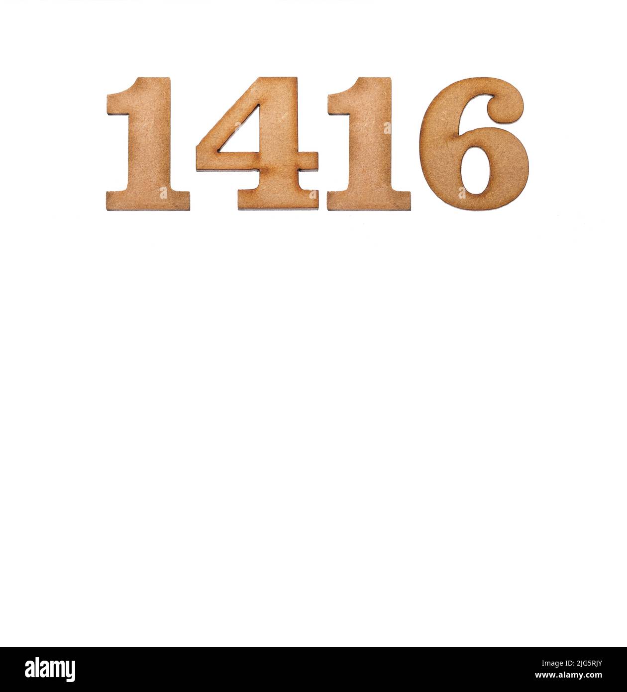 Number 1416 - Piece of wood isolated on white background Stock Photo ...