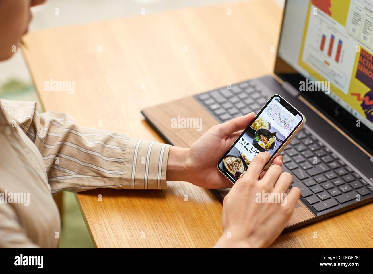 Japanese woman ordering food online Stock Photo Alamy